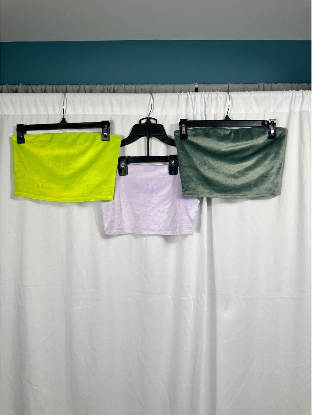 Aerie Velvet Tube Tops 3-Pack in Neon Yellow, Lilac, and Dark Green Medium